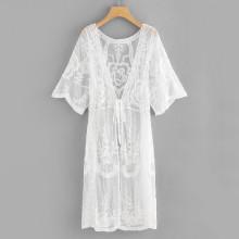 Shein Lace Knot Front Long Cardigan