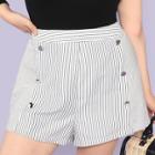 Shein Plus Button Detail Striped Shorts