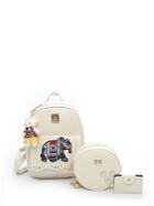 Shein Elephant Embroidered Backpack With Bear Charm 3pcs