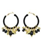 Shein Black Hanging Beads Women Large Hoop Earrings