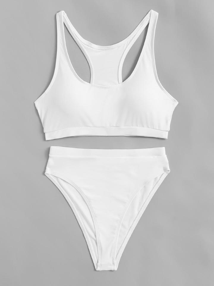 Shein Racer Back High Leg Bikini Set
