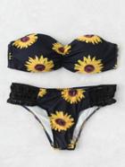 Shein Sunflower Lace Crochet Detail Bandeau Bikini Set