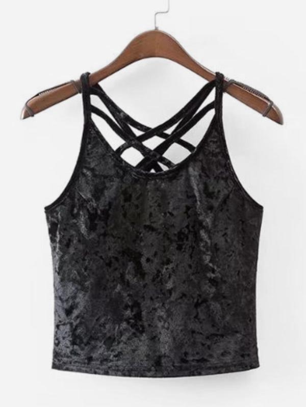 Shein Criss Cross Velvet Cami Top