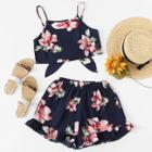 Shein Floral Print Cami With Shorts