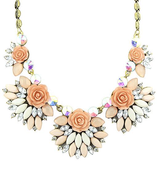 Shein Gold Gemstone Rose Necklace