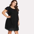 Shein Plus Flutter Sleeve Ruffle Dress