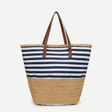 Shein Striped Design Tote Bag