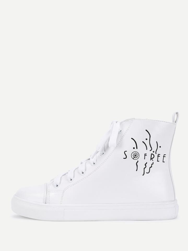 Shein Graffiti Print High Top Trainers