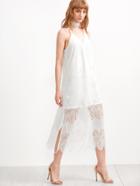Shein White Lace Overlay Slit Side Cami Dress