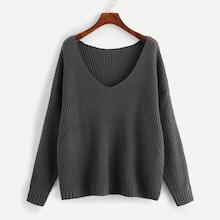 Shein Plus V Neck Drop Shoulder Jumper