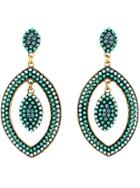 Shein Green Bead Gold Eye Earrings