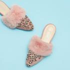 Shein Faux Fur Decorated Point Toe Flats