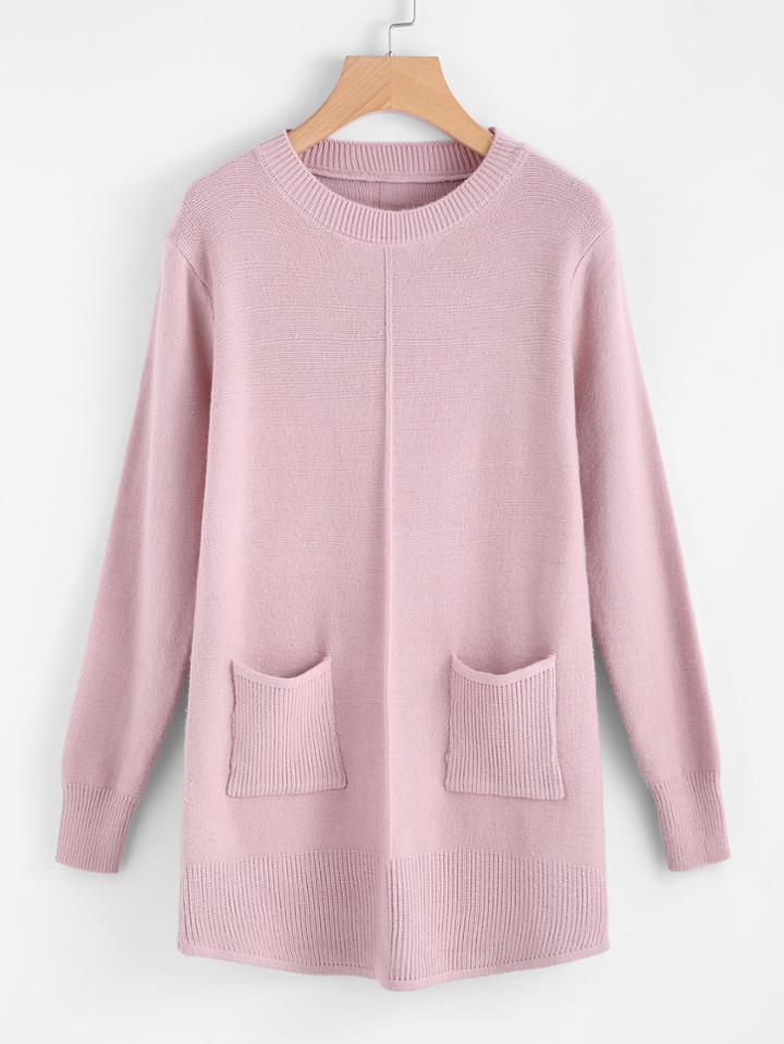 Shein Dual Pocket Jersey Sweater