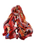 Shein Red New Arrival Printed Cotton Soft Wide Scarf For Ladies