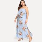 Shein Plus Floral Print Tube Top With Skirt