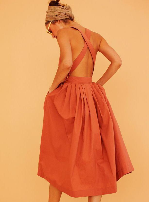 Shein Orange Sleeveless Backless Dress