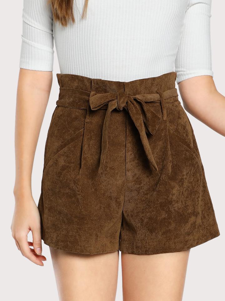 Shein Self Belted Frilled Waist Shorts