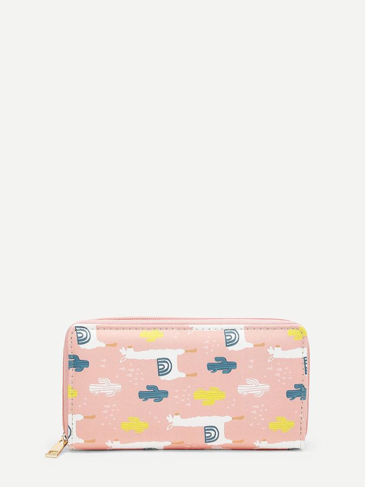 Shein Alpaca Cartoon Print Pu Wallet