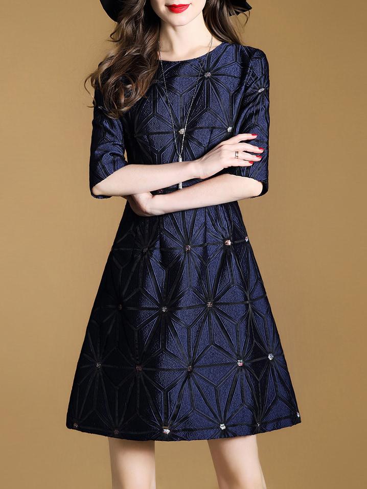 Shein Geometric Jacquard Beading Dress