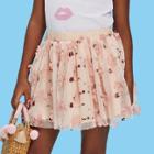 Shein Girls Flower Applique Embroidered Mesh Skirt