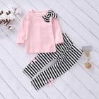 Shein Toddler Girls Bow Pullover With Striped Pants