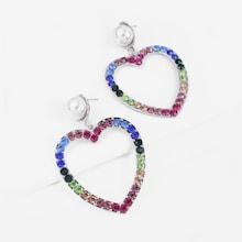 Shein Color Block Open Heart Drop Earrings