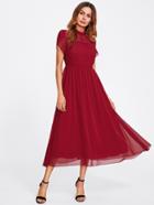 Shein Half Placket Tulip Sleeve Fit & Flare Dress