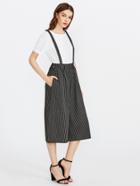 Shein Vertical Striped Wide Leg Pants With Strap