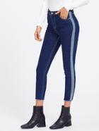 Shein Two-toned Frayed Hem Crop Jeans