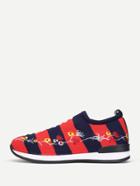 Shein Flower Embroidery Striped Knit Sneakers