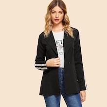 Shein Contrast Striped Side Blazer
