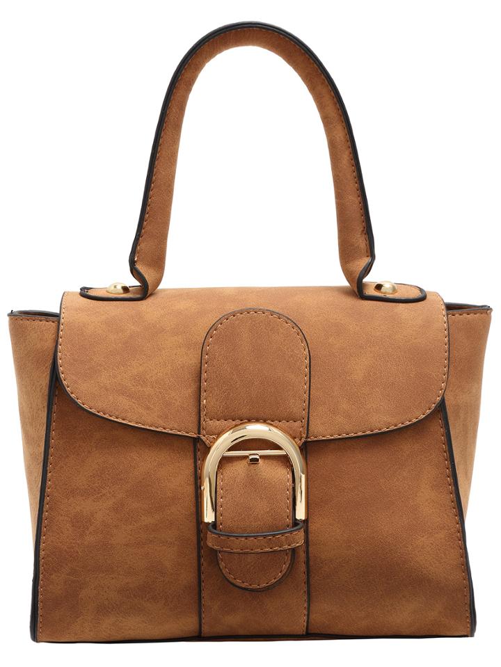 Shein Brown Buckle Pu Tote Bag