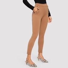 Shein Slant Pocket Button Embellished Skinny Pants