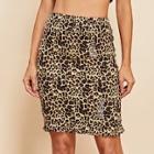 Shein Ruffle Hem Leopard Print Skirt