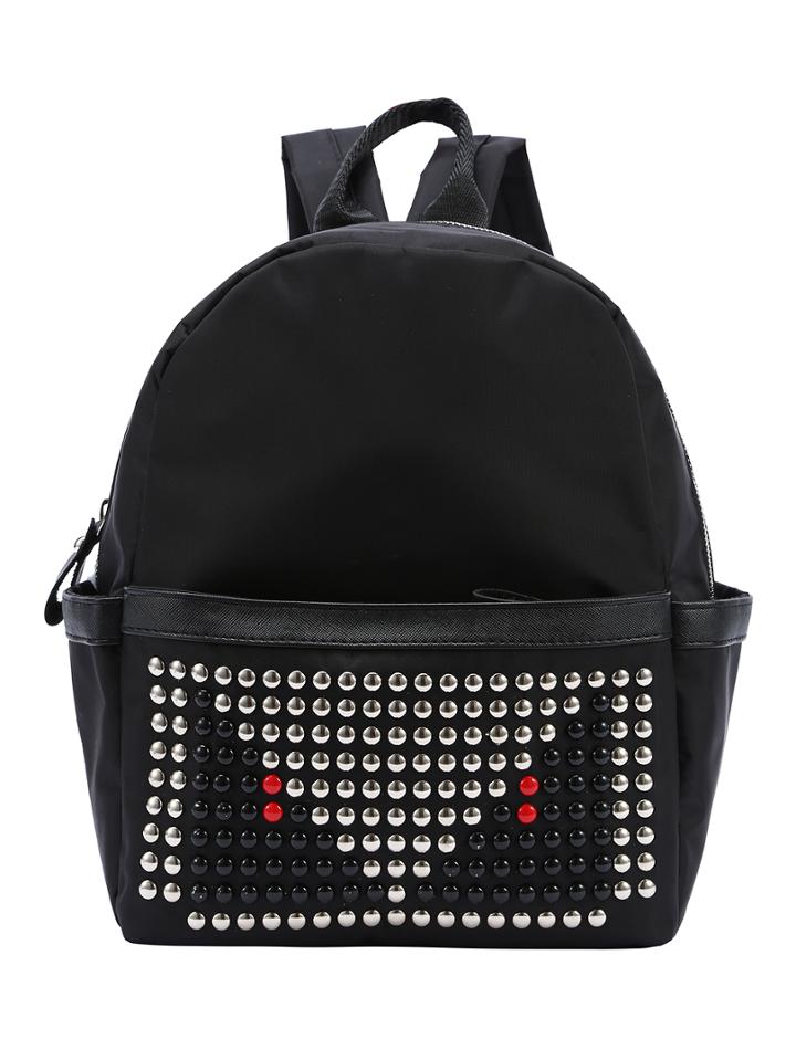 Shein Black Nylon Studded Backpack