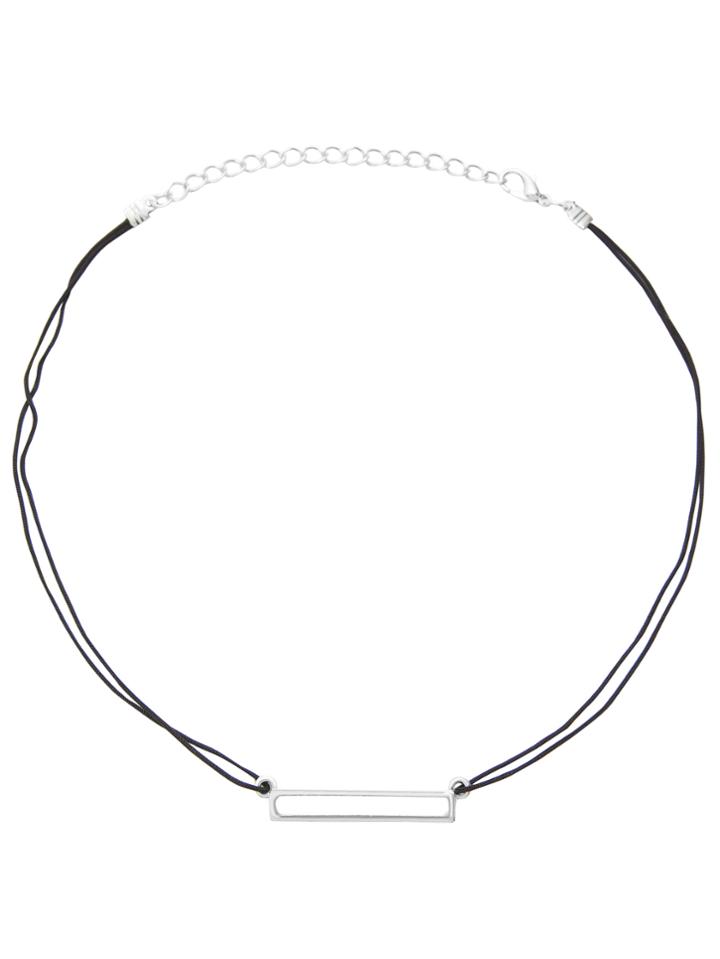 Shein Silver Plated Horizontal Hollow Bar Choker Necklace