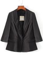 Shein Black Single Button Shawl Collar Slit Sleeve Blazer