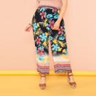 Shein Plus Floral And Geo Print Wide Leg Pants