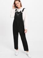 Shein Cat Embroidered Cord Overalls