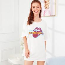 Shein Lip & Letter Print Night Dress
