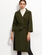 Shein Army Green Drop Shoulder Slit Side Wrap Coat