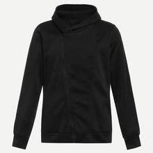 Shein Men Oblique Zipper Solid Hoodie