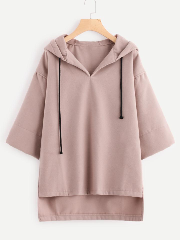 Shein Drop Shoulder High Low Hoodie