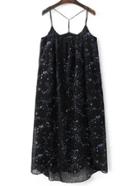 Shein Black Spaghetti Strap Starry Sky Printed Dress