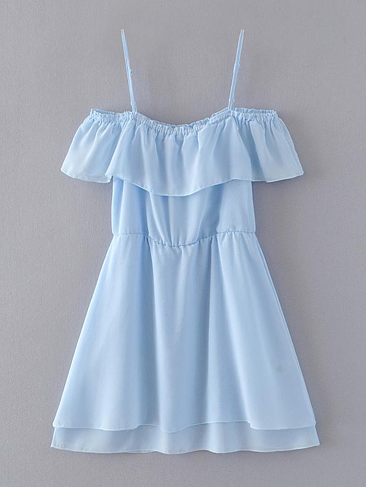 Shein Cold Shoulder High Low Chiffon Dress
