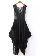 Rosewe Sexy Sleeveless Round Neck Black Lace Dress For Club