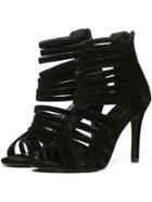 Shein Black Peep Toe Cross Straps High Stiletto Heel Sandals
