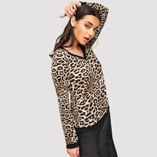 Shein Raglan Sleeve Leopard Print Pullover