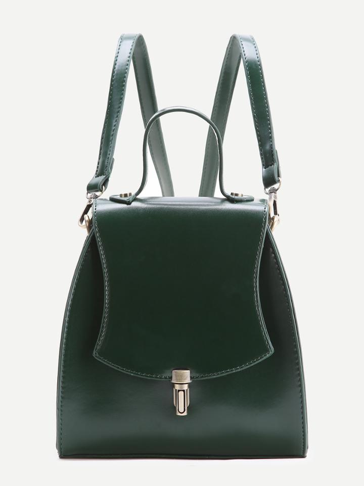 Shein Dark Green Pu Backpack With Convertible Strap