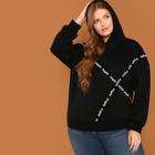 Shein Plus Drop Shoulder Lettering Tape Detail Pullover